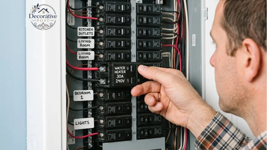 Switching off the circuit breaker before cleaning an electric baseboard heater
