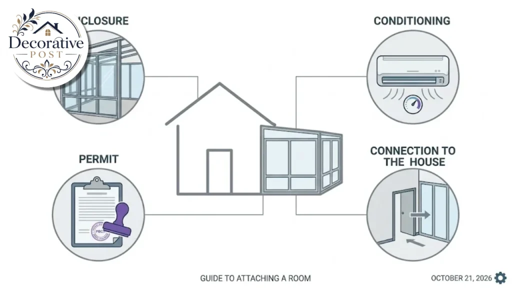Infographic of four questions to ask about a Florida room before buying or building