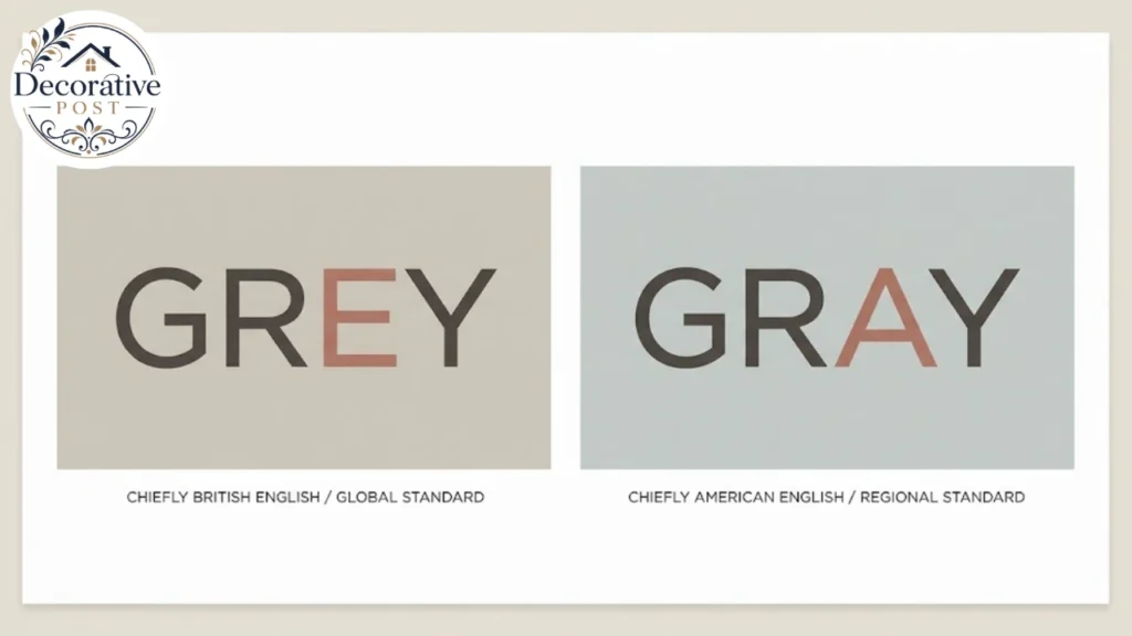The words grey and gray shown side by side with the differing letters highlighted