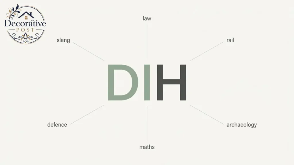 The letters DIH surrounded by its six main fields of meaning